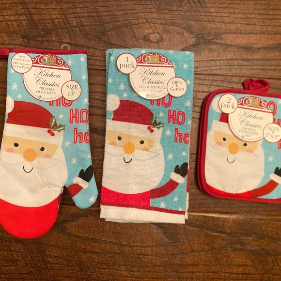 Santa Claus Kitchen Towels, Santa Claus Pot Holders & Santa Claus Oven Mitts Set - Picture 16 of 16